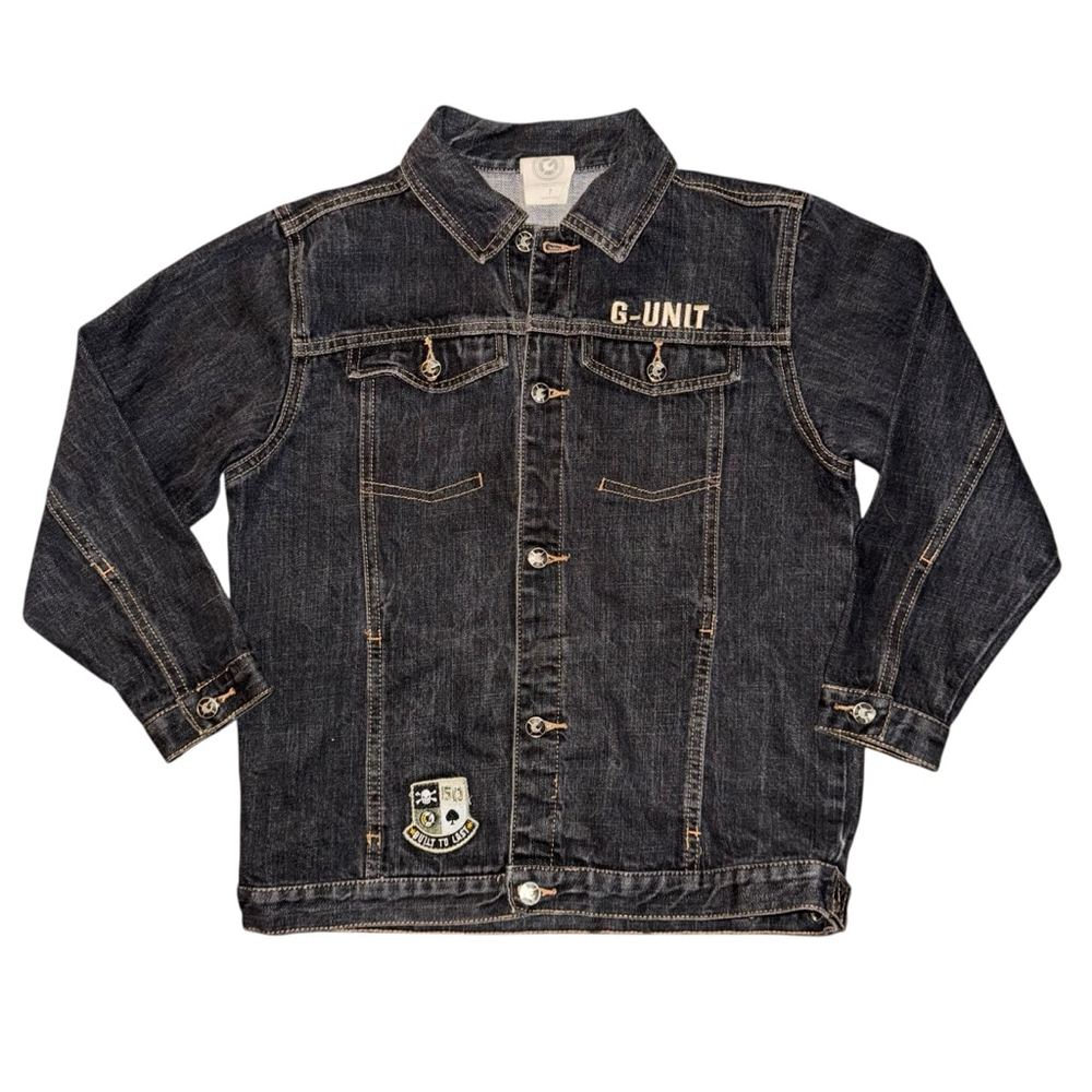 Boys 50 cent G-Unit Denim Jacket Size 7 Black Jean y2k retro